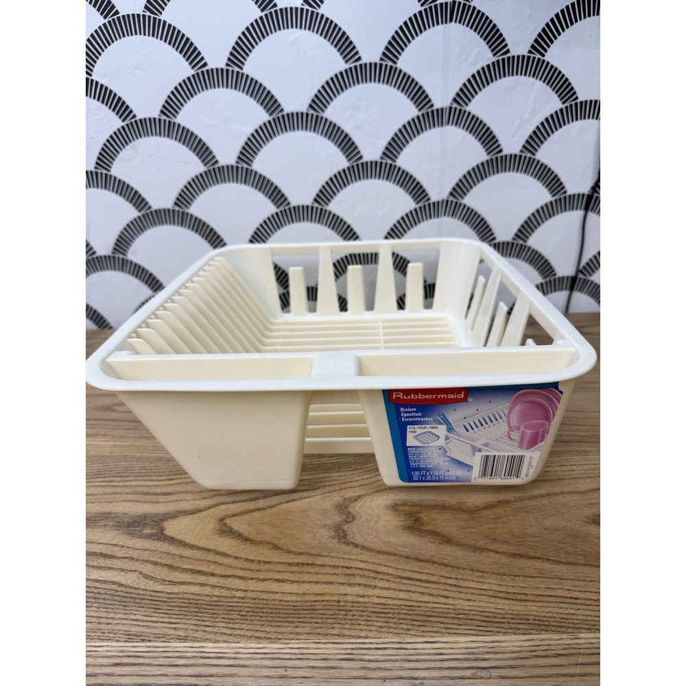 Vtg Rubbermaid Twin Sink Dish Drainer 6049 Almond NEW NOS 1994 Retro